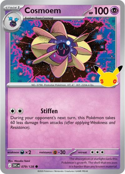 Cosmoem 79/128 30th Celebration Pokemon card