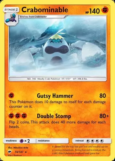 Crabominable 74/147 Burning Shadows Pokemon card