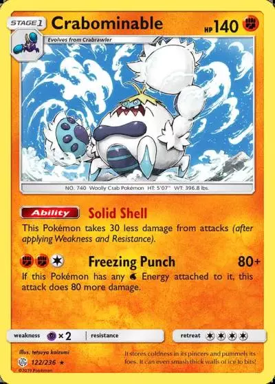 Crabominable 122/236 Cosmic Eclipse Pokemon card