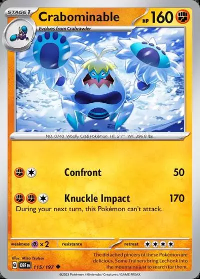 Crabominable 115/197 Obsidian Flames Pokemon card