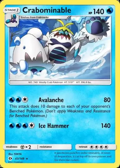 Crabominable 43/149 Sun & Moon Pokemon card