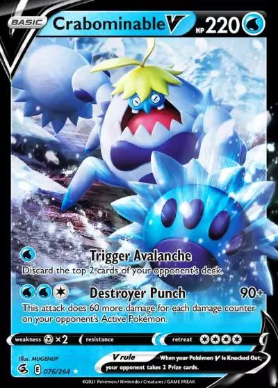 Crabominable V 76/264 Fusion Strike Pokemon card