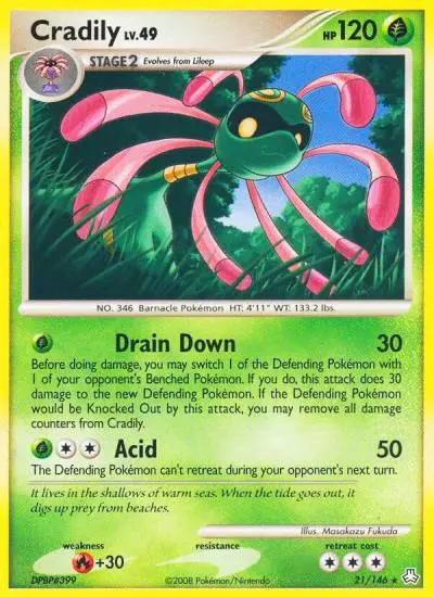 Cradily 21/146 Legends Awakened Pokemon card