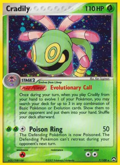 Cradily 7/108 Power Keepers Pokemon card