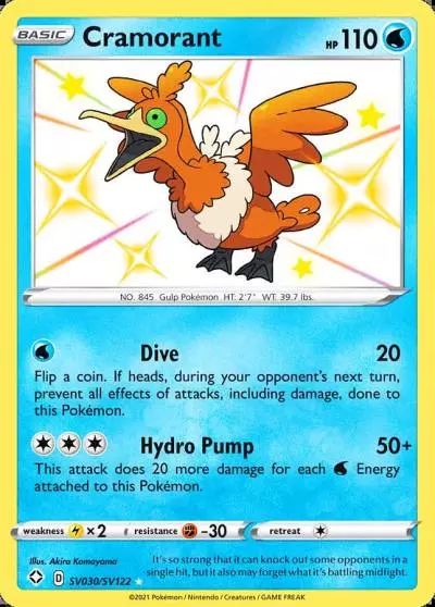 Cramorant SV030/122 Shining Fates Shiny Vault Pokemon card