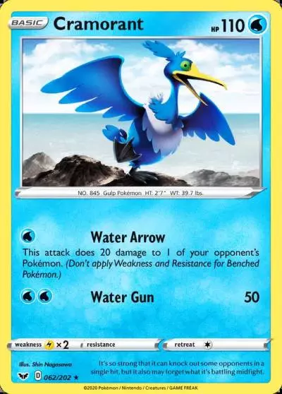 Cramorant 62/202 Sword & Shield Pokemon card