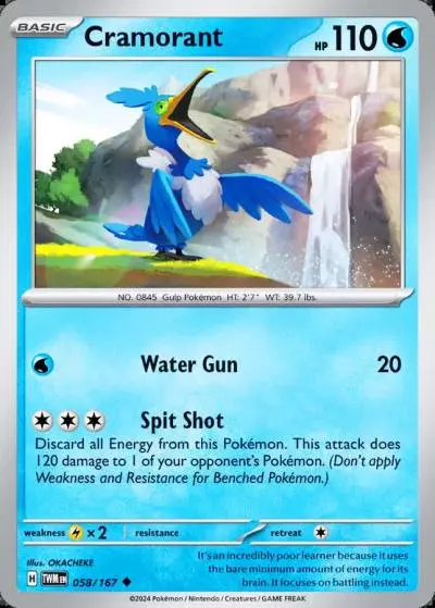 Cramorant 58/167 Twilight Masquerade Pokemon card