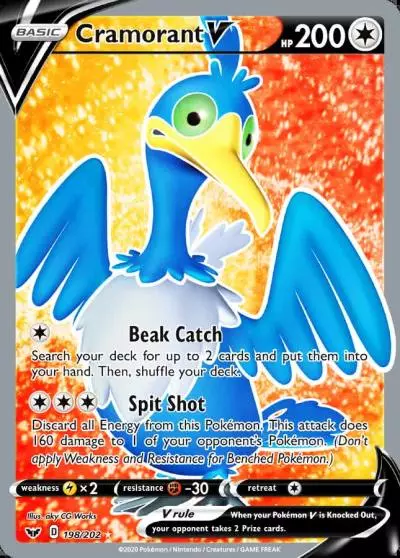 Cramorant V 198/202 Sword & Shield Pokemon card