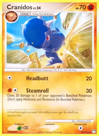 Cranidos 43/123 Mysterious Treasures Pokemon card