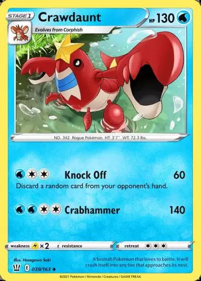 Crawdaunt 39/163 Battle Styles Pokemon card