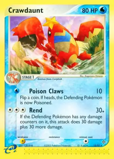 Crawdaunt 13/97 Dragon Pokemon card