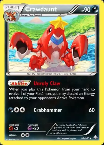 Crawdaunt 92/160 Primal Clash Pokemon card