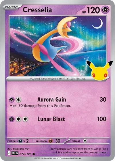 Cresselia 74/128 30th Celebration Pokemon card