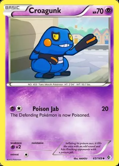 Croagunk 65/149 Boundaries Crossed Pokemon card