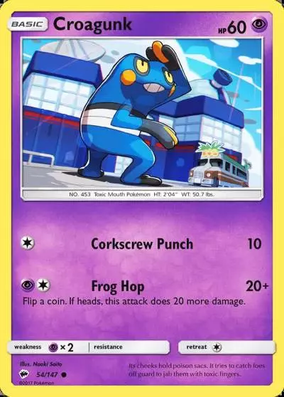 Croagunk 54/147 Burning Shadows Pokemon card