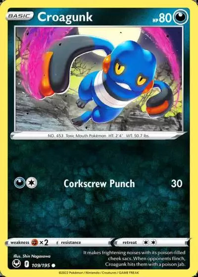 Croagunk 109/195 Silver Tempest Pokemon card