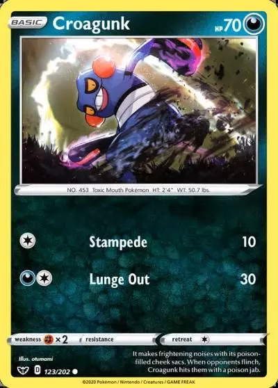 Croagunk 123/202 Sword & Shield Pokemon card