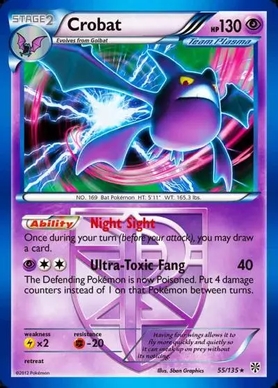 Crobat 55/135 Plasma Storm Pokemon card
