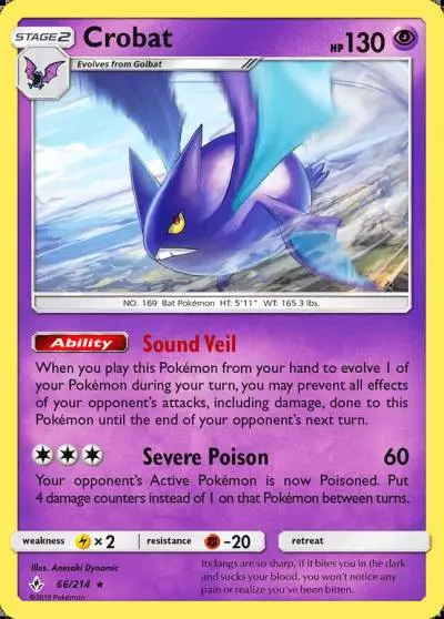 Crobat 66/214 Unbroken Bonds Pokemon card