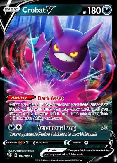 Crobat V 104/189 Darkness Ablaze Pokemon card