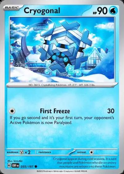 Cryogonal 55/197 Obsidian Flames Pokemon card