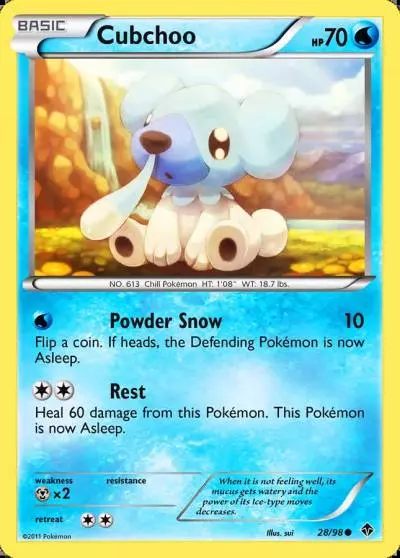Cubchoo 28/98 Emerging Powers Pokemon card
