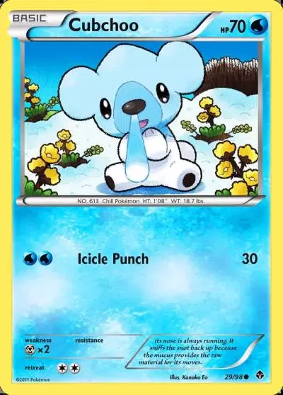 Cubchoo 29/98 Emerging Powers Pokemon card