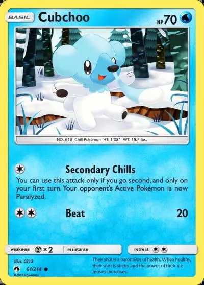 Cubchoo 61/214 Lost Thunder Pokemon card