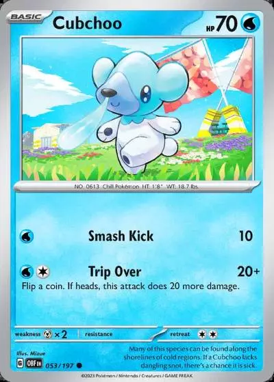 Cubchoo 53/197 Obsidian Flames Pokemon card