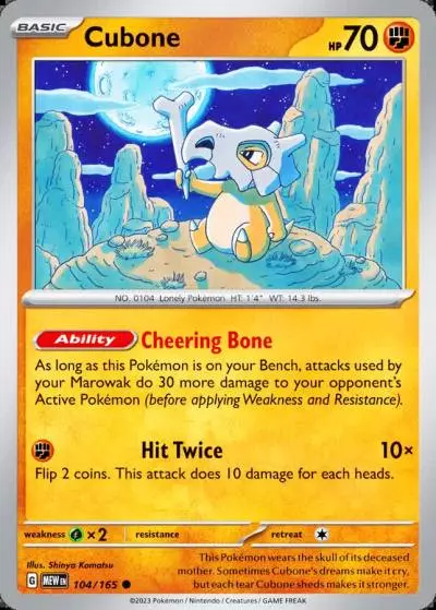 Cubone 104/165 151 Pokemon card