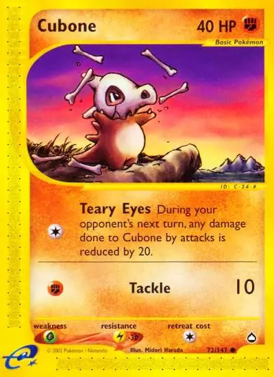 Cubone 72/147 Aquapolis Pokemon card