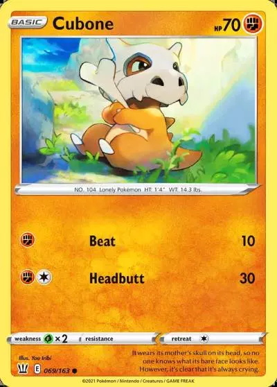 Cubone 69/163 Battle Styles Pokemon card