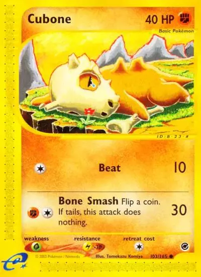 Cubone 103/165 Expedition Base Set Pokemon card