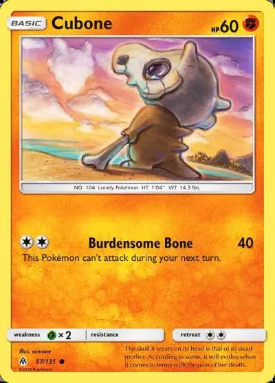 Cubone 57/131 Forbidden Light Pokemon card