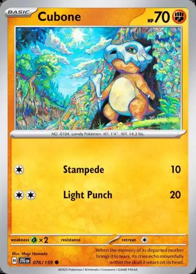 Cubone 76/159 Journey Together Pokemon card