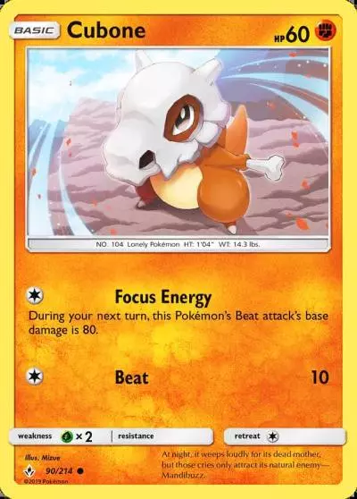 Cubone 90/214 Unbroken Bonds Pokemon card