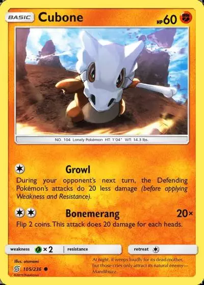 Cubone 105/236 Unified Minds Pokemon card