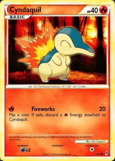 Cyndaquil 55/95 Call of Legends Pokemon card