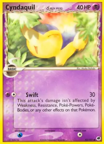 Cyndaquil δ 45/101 Dragon Frontiers Pokemon card