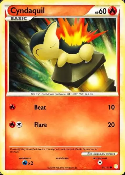 Cyndaquil 61/123 HeartGold & SoulSilver Pokemon card