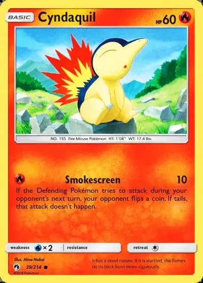 Cyndaquil 39/214 Lost Thunder Pokemon card