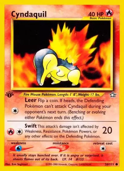 Cyndaquil 56/111 Neo Genesis Pokemon card