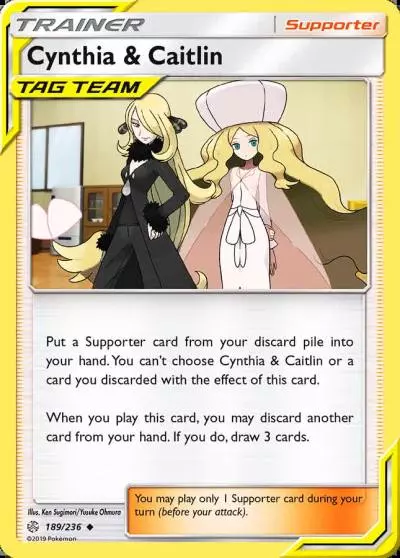 Cynthia & Caitlin 189/236 Cosmic Eclipse Pokemon card