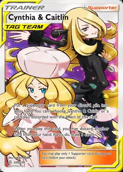 Cynthia & Caitlin 228/236 Cosmic Eclipse Pokemon card