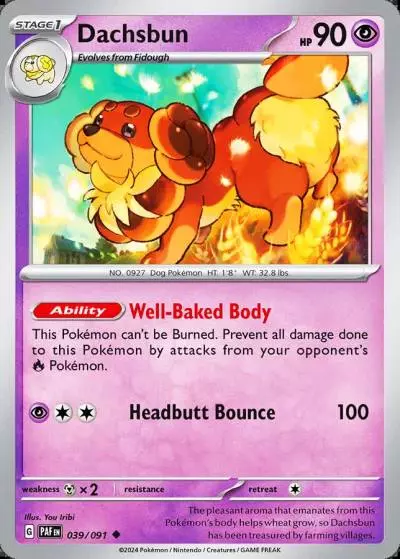 Dachsbun 39/91 Paldean Fates Pokemon card