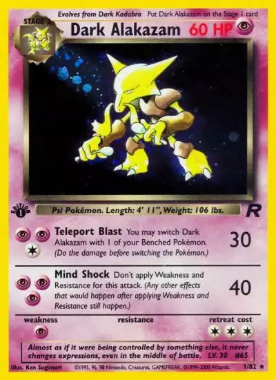 Dark Alakazam 1/82 Team Rocket Pokemon card
