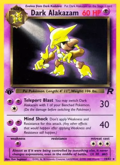Dark Alakazam 18/82 Team Rocket Pokemon card