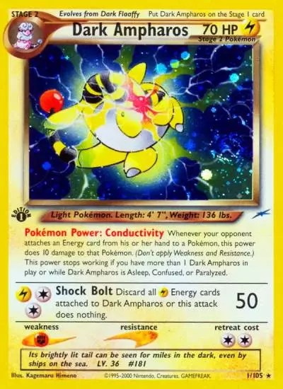 Dark Ampharos 1/105 Neo Destiny Pokemon card
