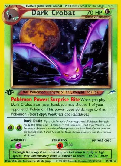 Dark Crobat 2/105 Neo Destiny Pokemon card