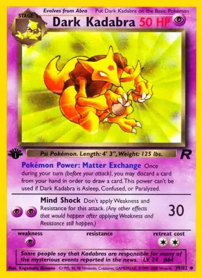 Dark Kadabra 39/82 Team Rocket Pokemon card